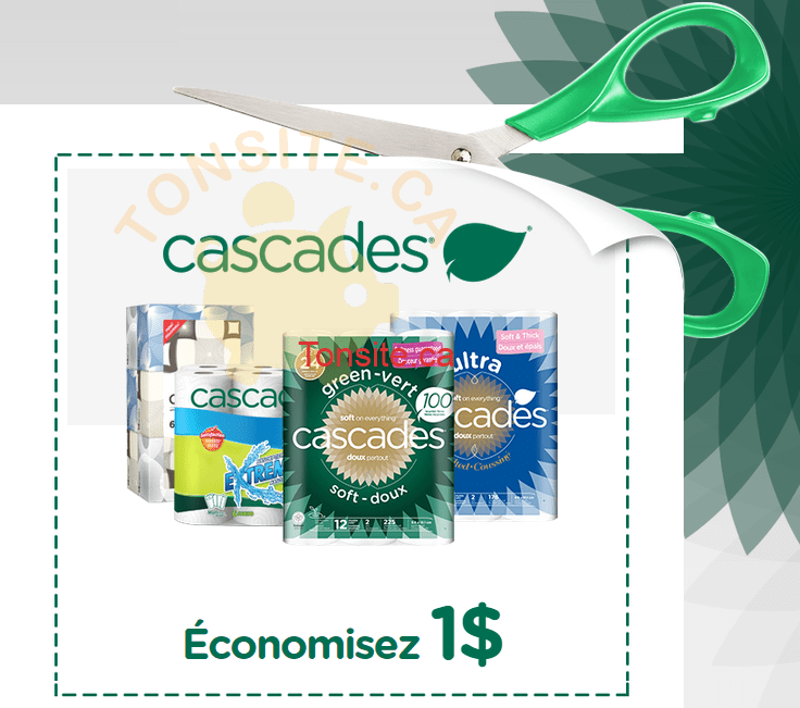 Coupon rabais de 1 sur toute la gamme de produits Cascades