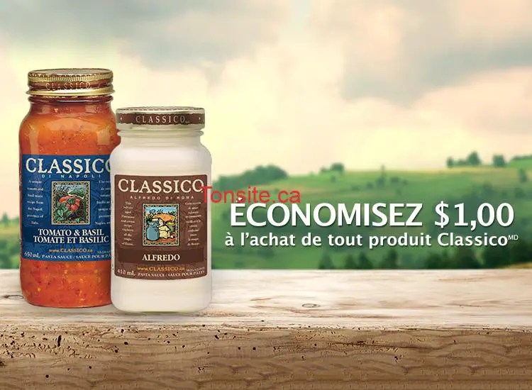 Coupon rabais de 1 sur tout produit Classico