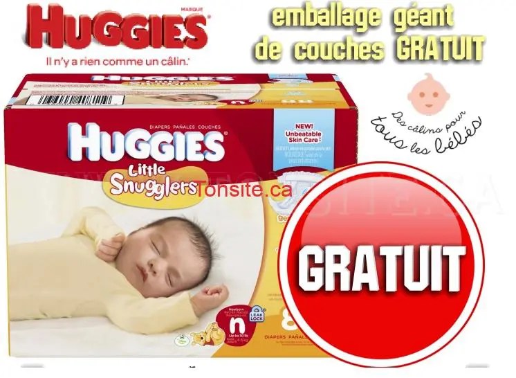 GRATUIT Obtenez un emballage géant gratuit de couches HUGGIES Little Snugglers