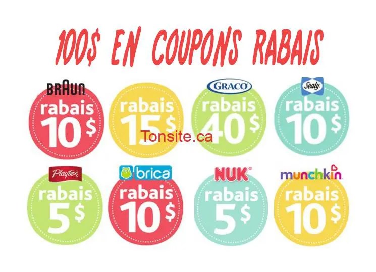 100 en coupons rabais sur des produits pour bébés