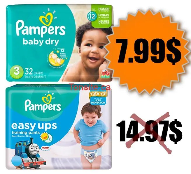 Emballage de couches Pampers ou culottes Easy Ups à 7.99 au lieu de 14.97