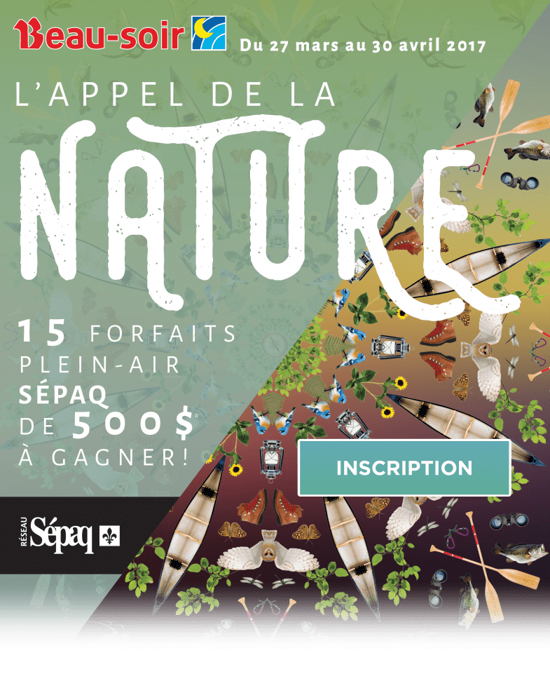 Concours BeauSoir Gagner 1 des 15 forfaits pleinair SÉPAQ de 500