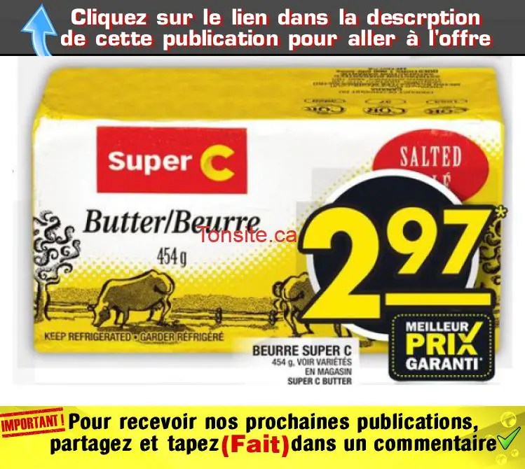 Beurre salé Super C (454g) à 2,88 au lieu de 3,99