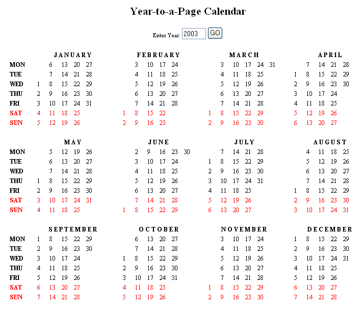 How to create a YeartoaPage calendar