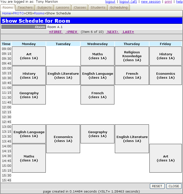Prototype Classroom Scheduling Application