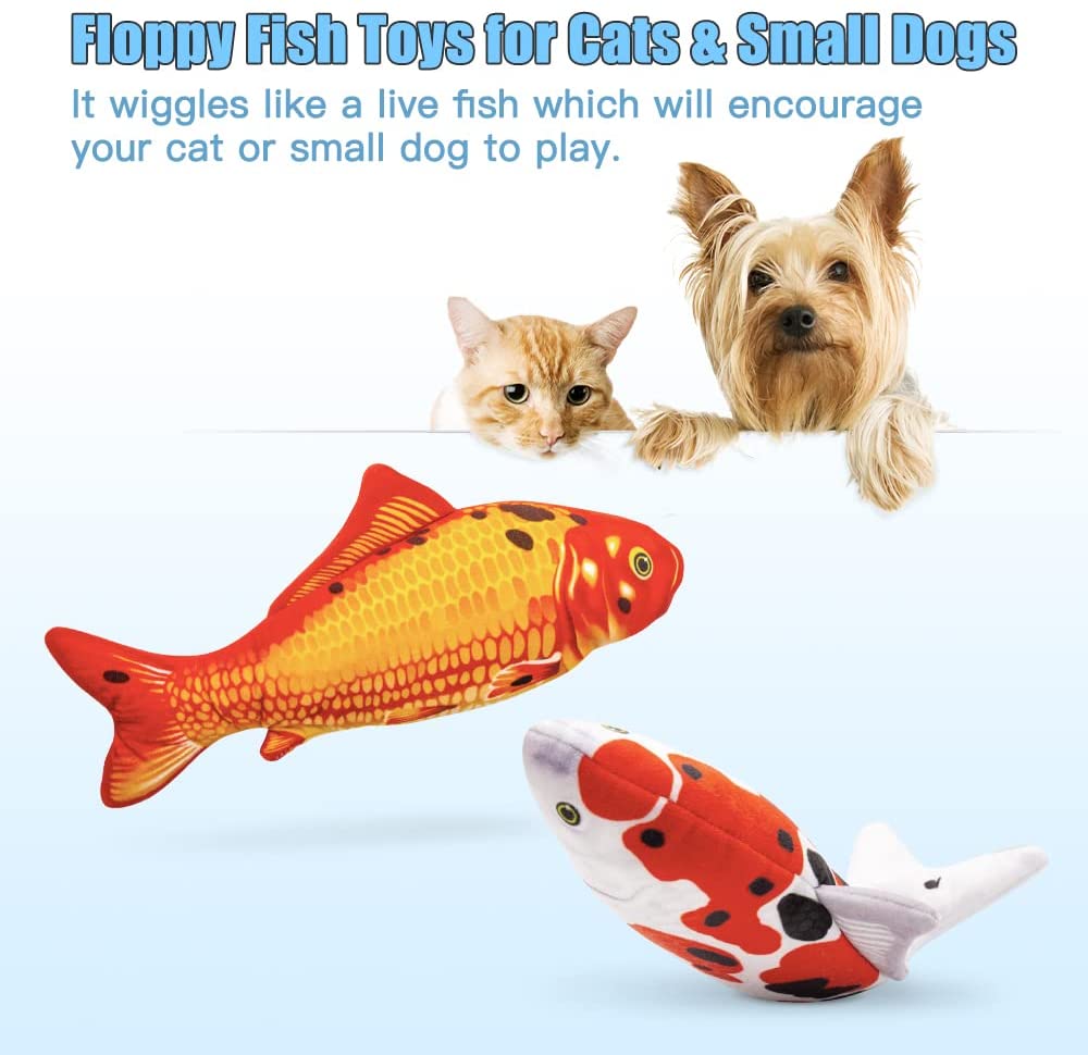 TOOGE 2 Pack 11″ Floppy Fish Cat Toys for Indoor Cats Puppy Toys Dog
