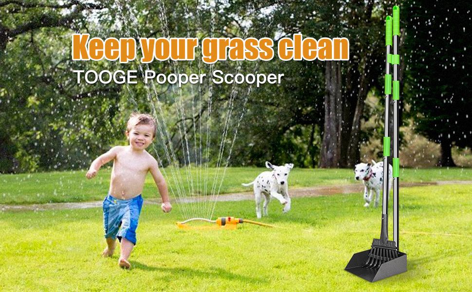 TOOGE Pooper Scooper, Dog Pooper Scooper Long Handle Stainless Metal