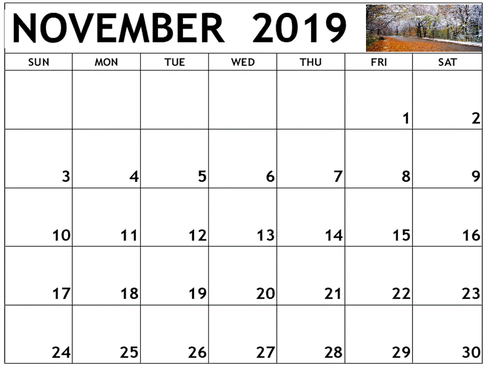 November 2019 Printable Template Calendar Free Printable Calendar