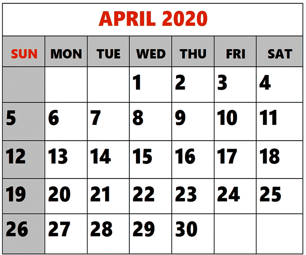 April 2020 Calendar Reminder For Your Meetings Free Printable Calendar