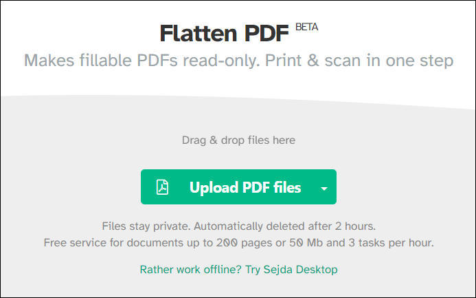 Flatten PDF Online Sejda
