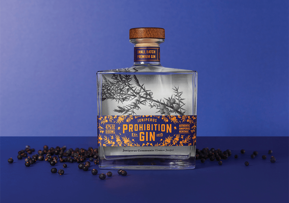 Prohibition Juniperus Gin Toolbox Graphic Design