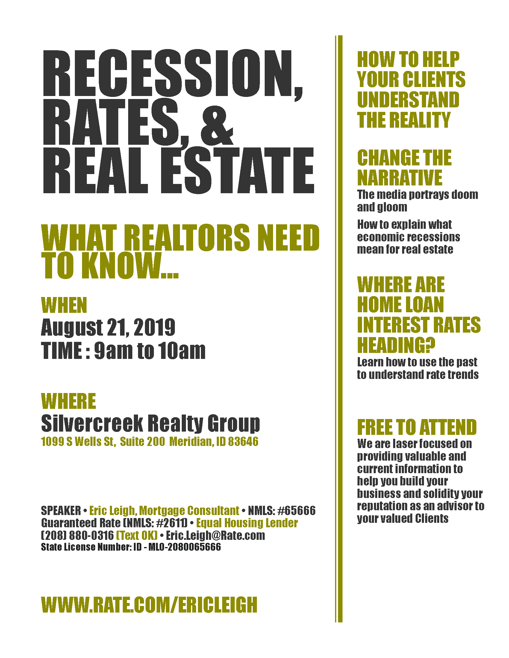 Recession, Rates, & Real Estate Silvercreek Toolbox