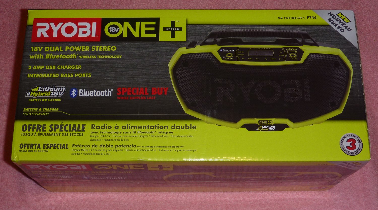 Ryobi One+ P746 18v Stereo Radio Dual Power Bluetooth NEW IN BOX! | eBay