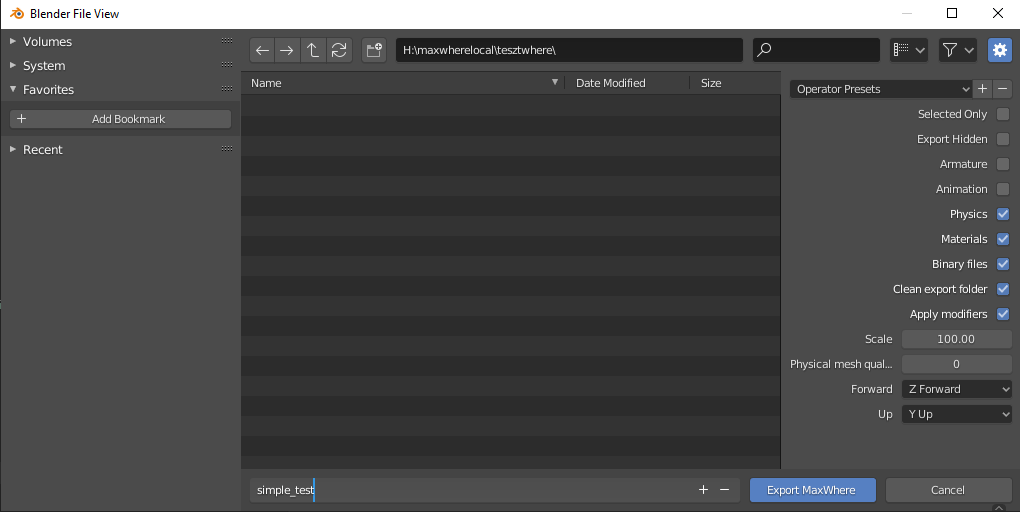 Getting Started Blender 2 MaxWhere Exporter v1.2.0
