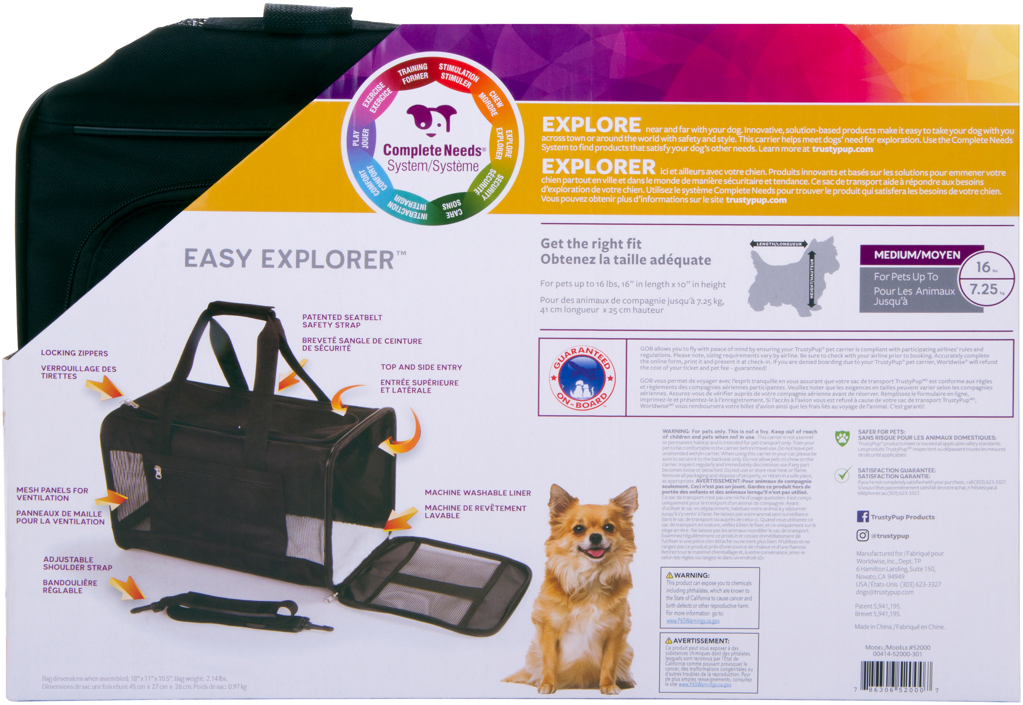 TrustyPup Travel Easy Explorer Pet CarrierMediumBlackPets Up To