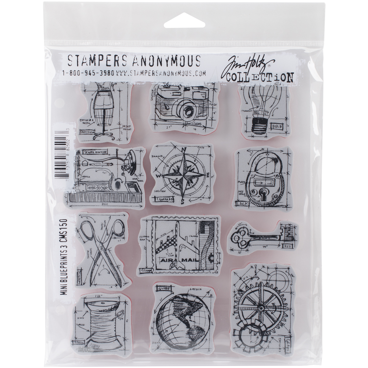 Stampers Anonymous Tim Holtz Cling Stamps 7"X8.5"Mini Blueprints 3 eBay