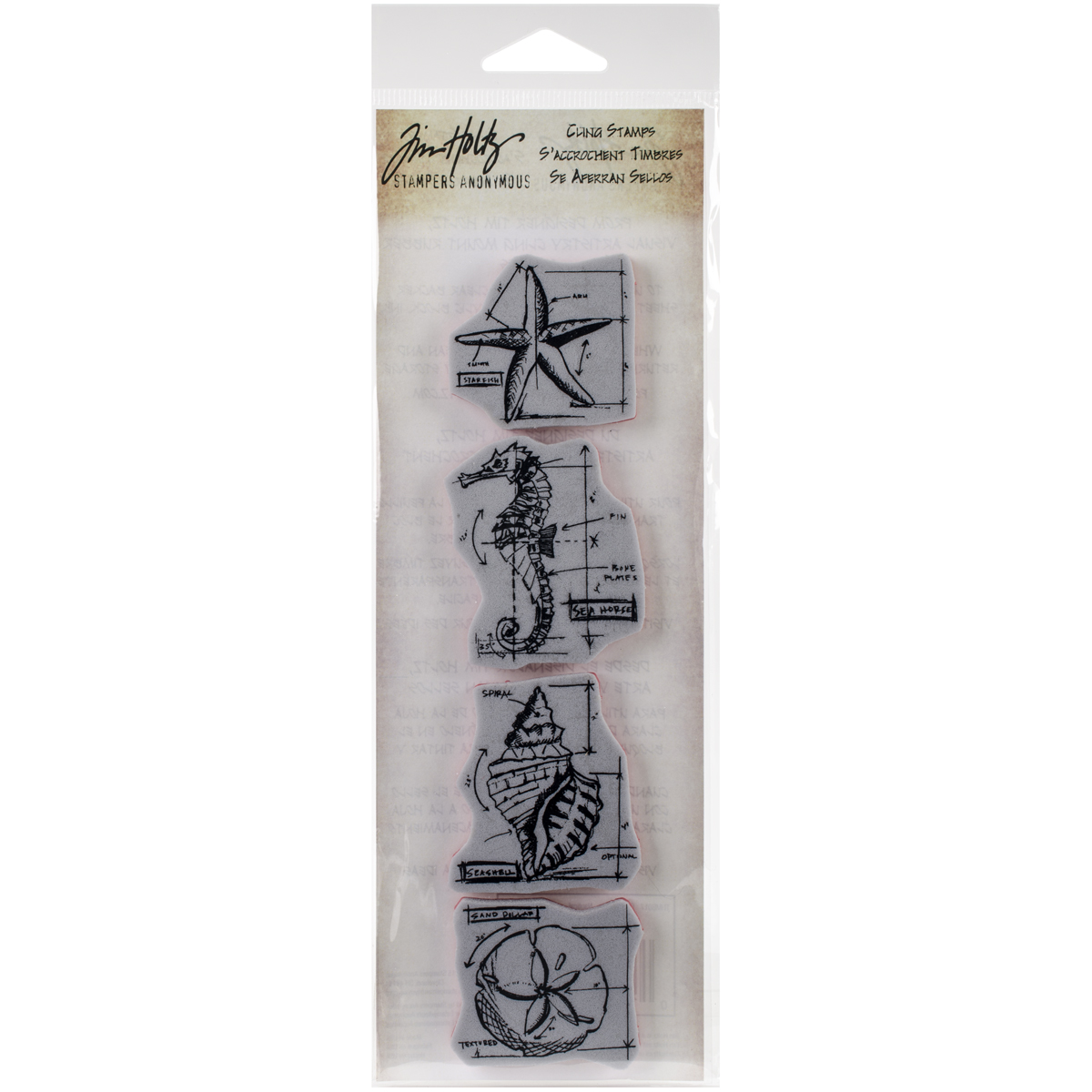 Tim Holtz Mini Blueprints Strip Cling Stamps 3"X10"Nautical, MB17