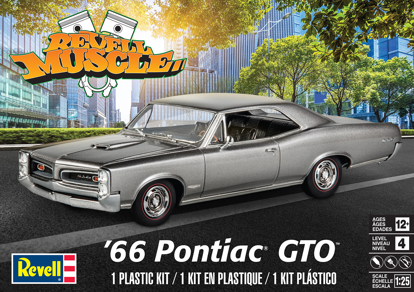 Revell 1/25 Scale 1966 Pontiac GTO Model Kit, Multi, 114 parts. 20,9 cm