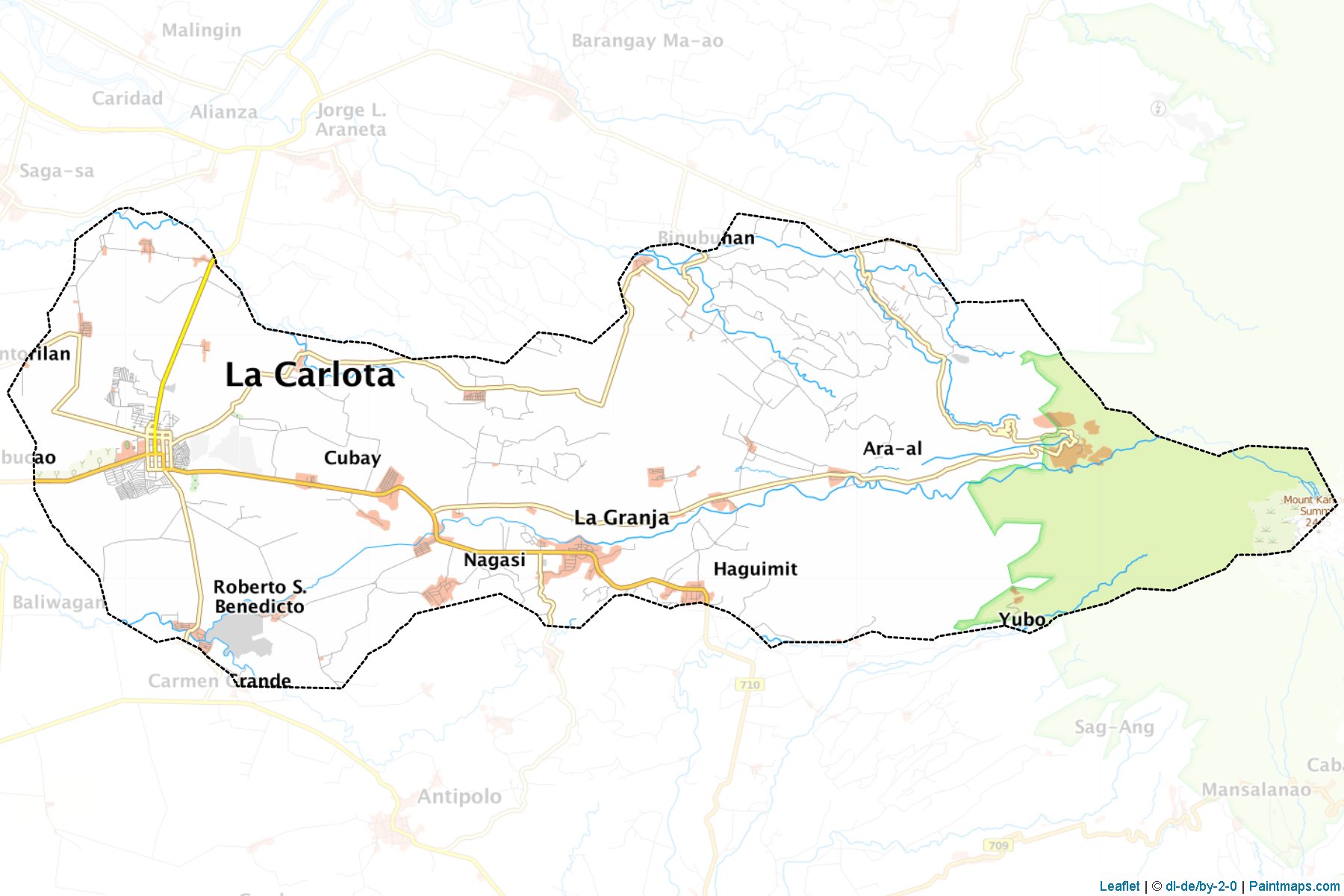 Sample maps of La Carlota City generated with map cropping (masking) tool.