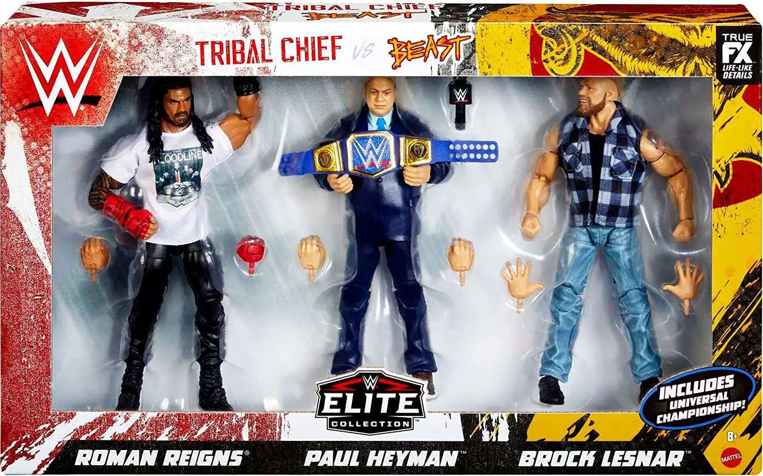 WWE Wrestling Elite Collection Roman Reigns, Paul Heyman, Brock Lesnar 7 Action Figure 3Pack