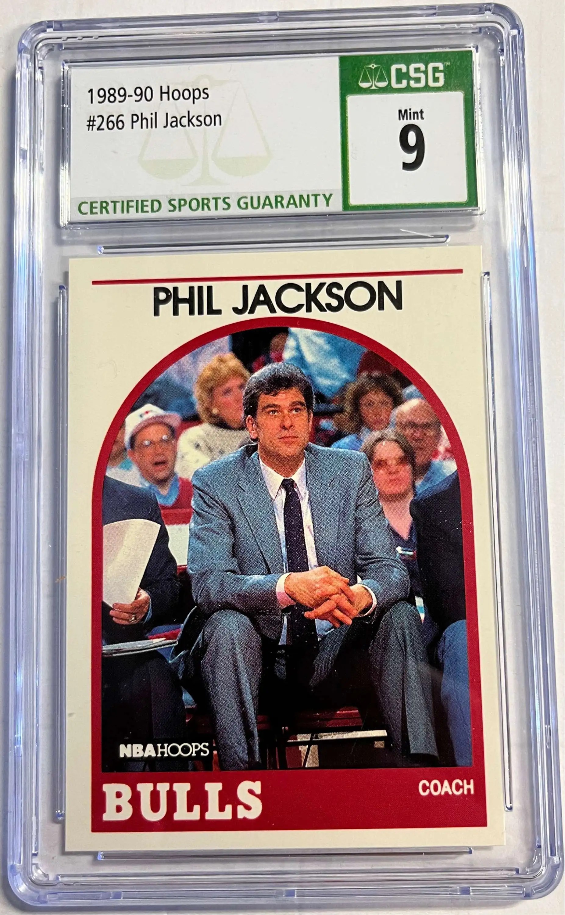 NBA 1989 Hoops Phil Jackson Graded Card 266 HOF Coach CSG 9 ToyWiz