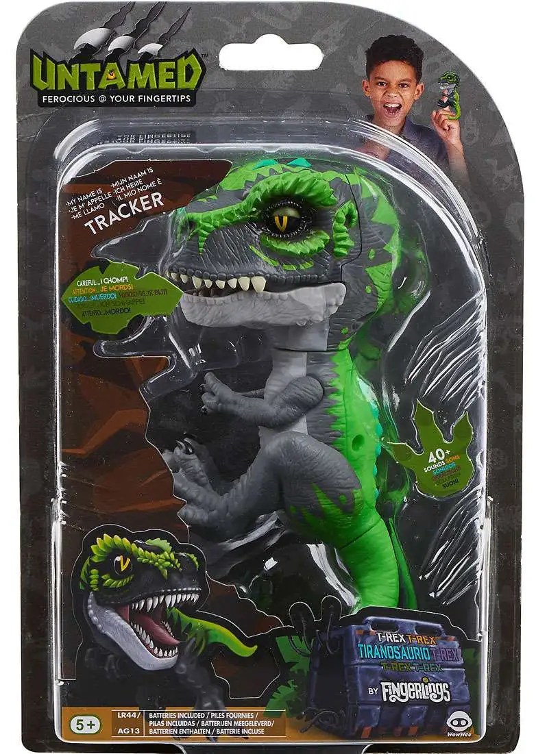 Fingerlings Untamed Dinosaur Tracker the TRex Figure Grey Green WowWee