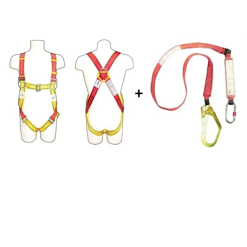 FULL BODY HARNESS WITH SINGLE WEBBING LANYARD AND SHOCK ABSORBER