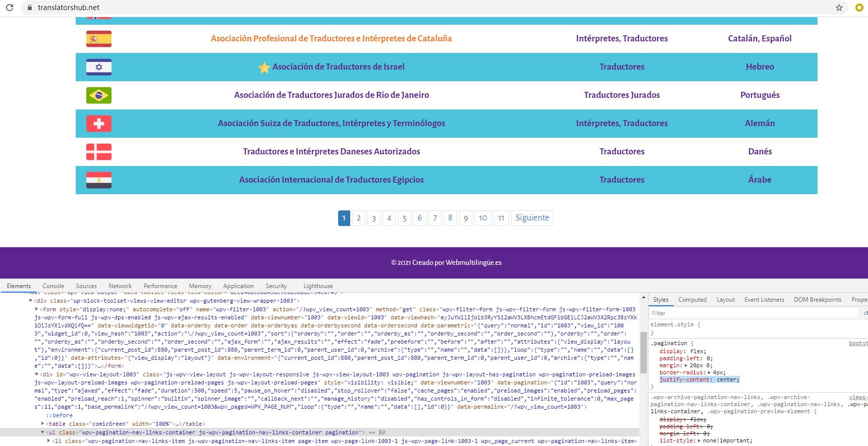 Centeralign pagination Toolset