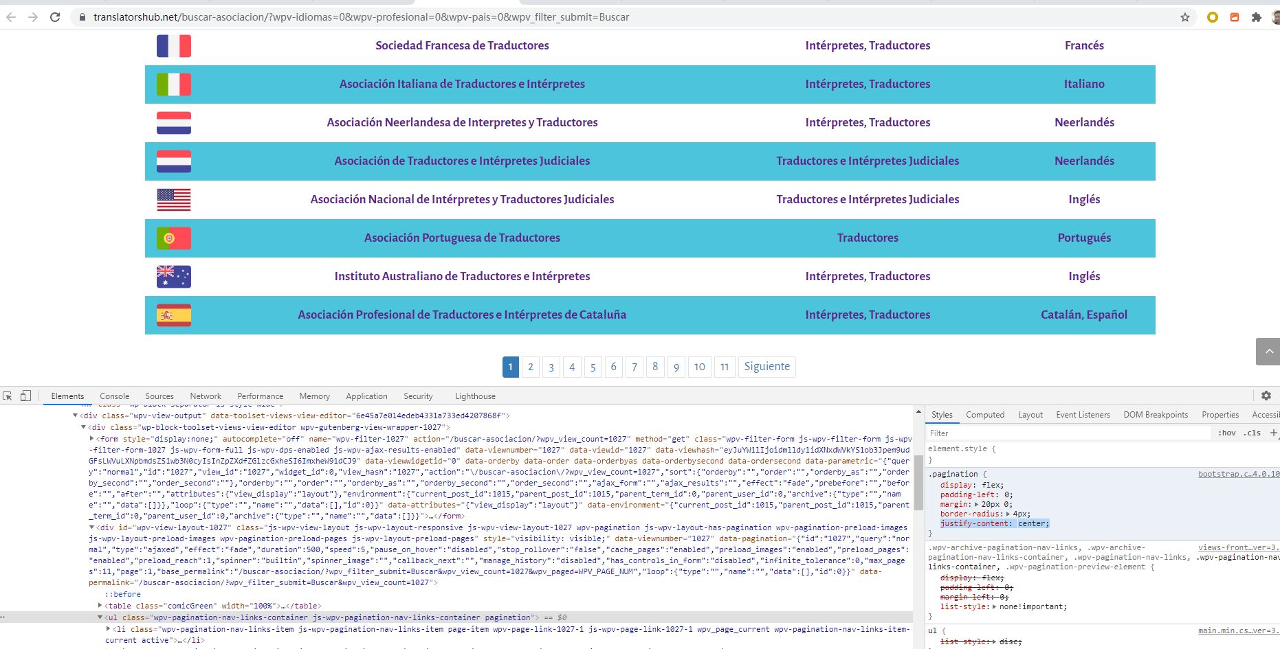 Centeralign pagination Toolset