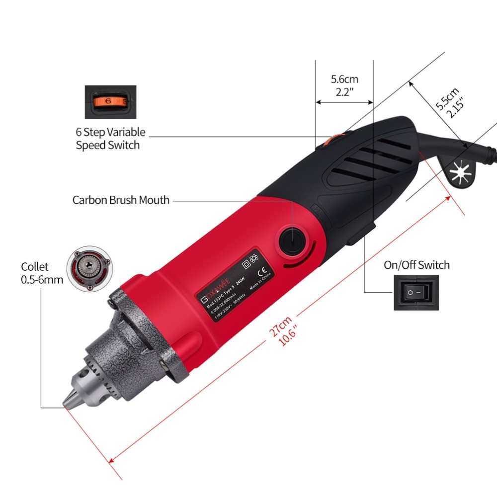 240W Mini Electric Drill 6 Position Variable Speed Dremel Rotary Tools