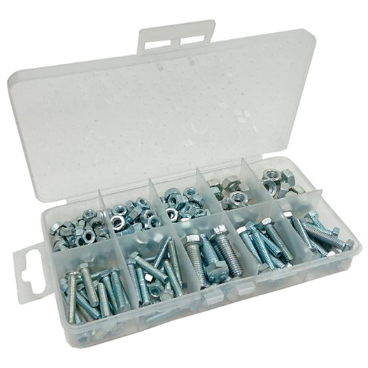 Assortment of BZP Hex Head Bolts & Hex Nuts in a 10 Compartment Carry