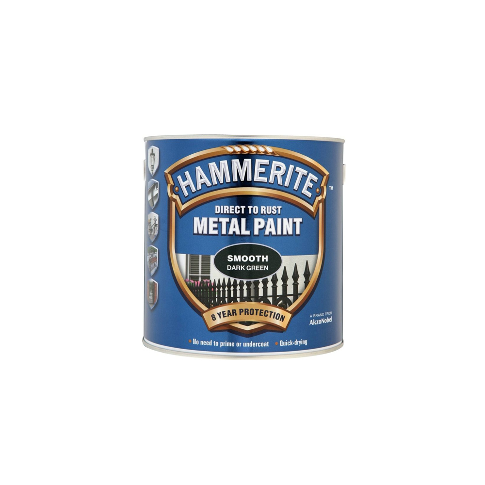 Hammerite 'Direct To Rust' Metal Paint Smooth Dark Green 250ml Tools Store