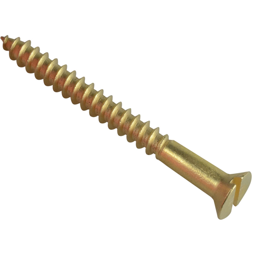Wood Screws Brass Slotted Countersunk Head 10 x 2in (Pack 6) Tools Store