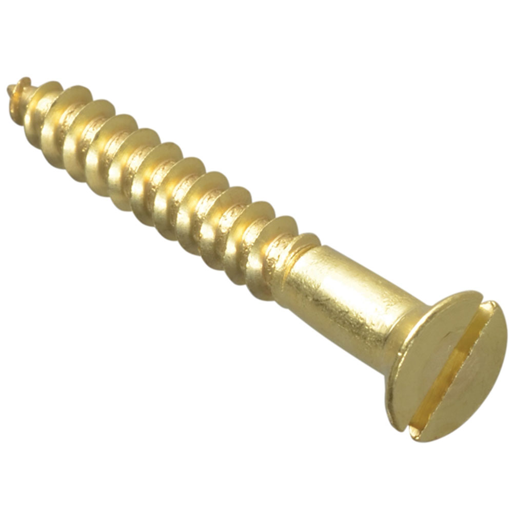 Wood Screws Brass Slotted Countersunk Head 10 x 1.1/2in (Pack 8