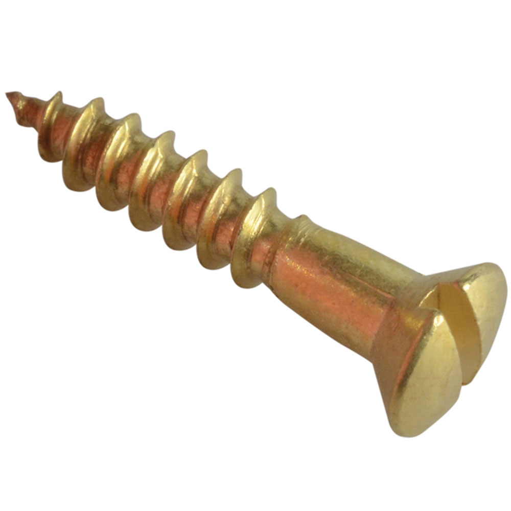 Wood Screws Brass Slotted Countersunk Raised Head 6 x 3/4in (Pk 25