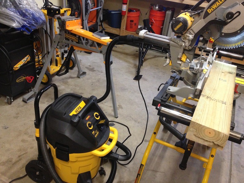 DeWALT DWV012 10 Gallon HEPA Dust Extractor with Automatic Filter Clean Tools In Action