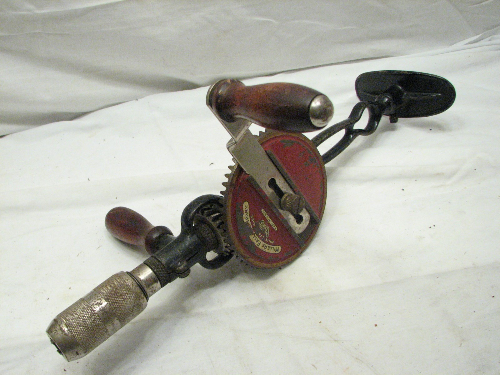 Vintage Millers Falls Breast Shoulder Hand Crank Drill Wood Working Tool 2Speed eBay
