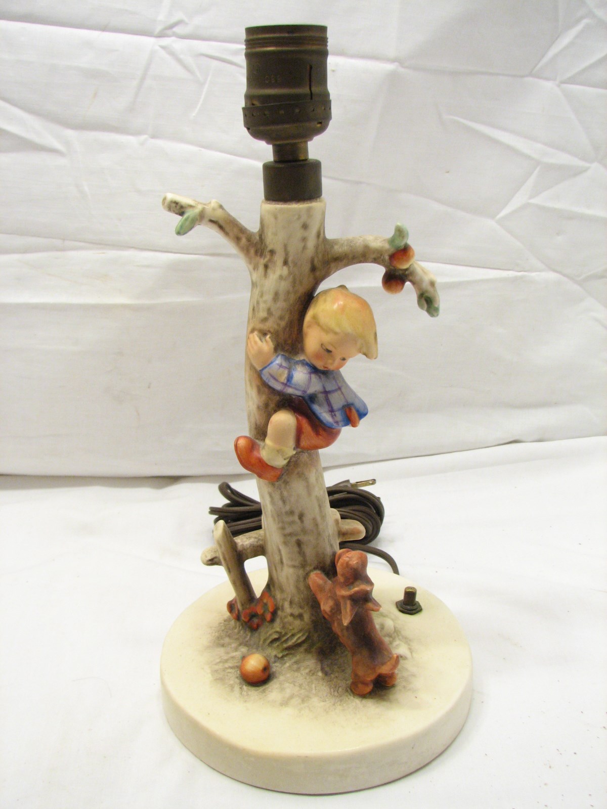 Goebel Hummel Figurine Lamp Culprits 56 Apple Tree Boy Dog eBay