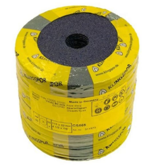 KLINGSPOR Grinding FiberscheibeCs 565 115 x 22 MM Grain 60 Pack of 50