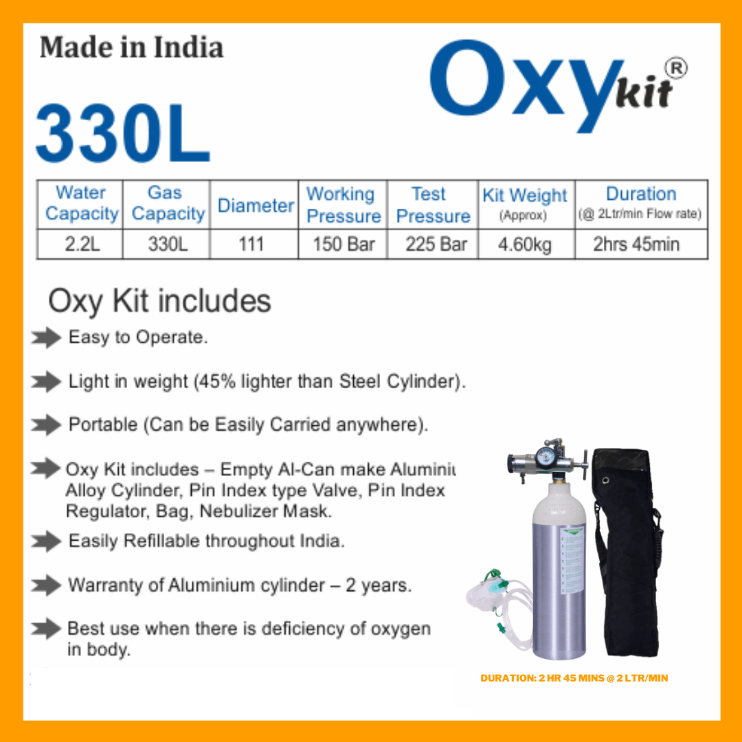 Portable 330 Litres Oxygen Cylinder Kit Toolz4Industry