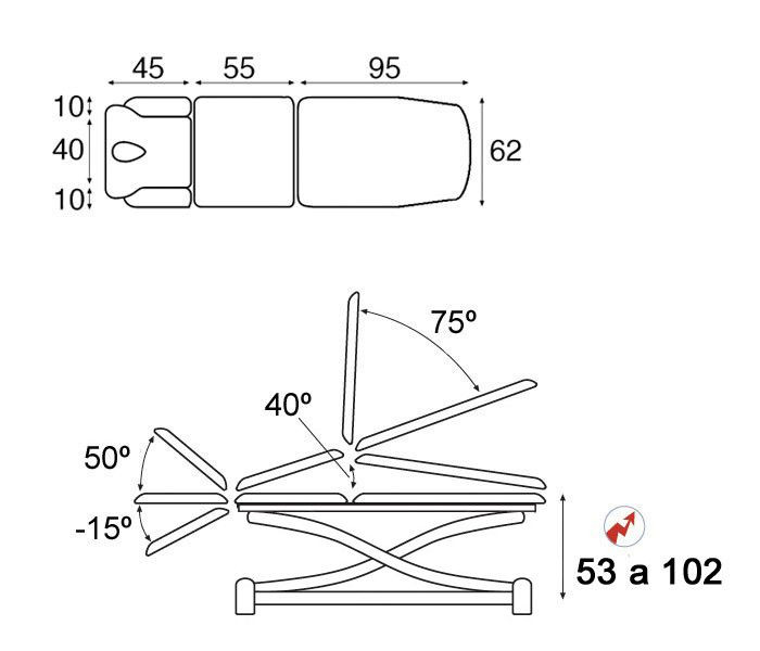 Table massage kine 3 plans multifonctions Ecopostural C7930