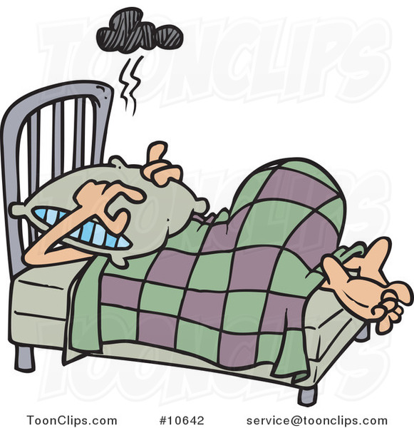 Cartoon Guy Covering His Head with a Pillow 10642 by Ron Leishman