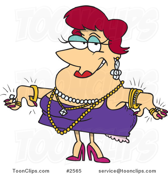 Cartoon Lady Wearing Jewels 2565 by Ron Leishman