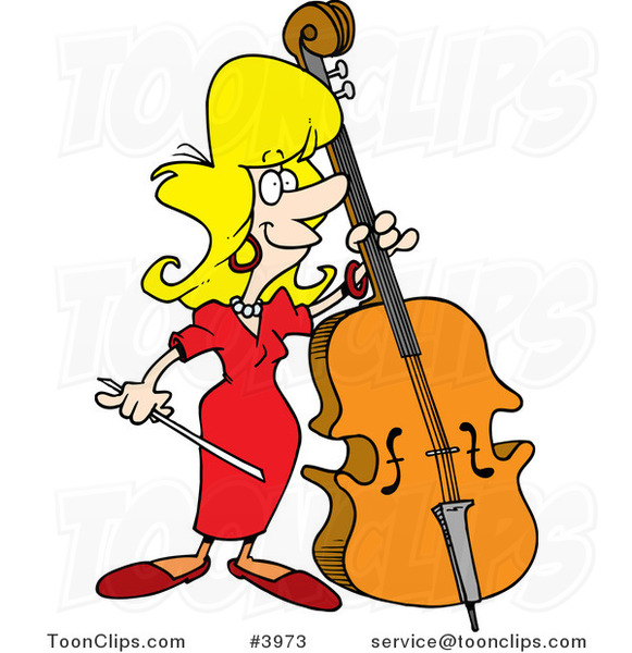 Cartoon Female Bass Player 3973 by Ron Leishman