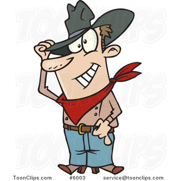 Cartoon Friendly Cowboy Tipping His Hat 6003 by Ron Leishman