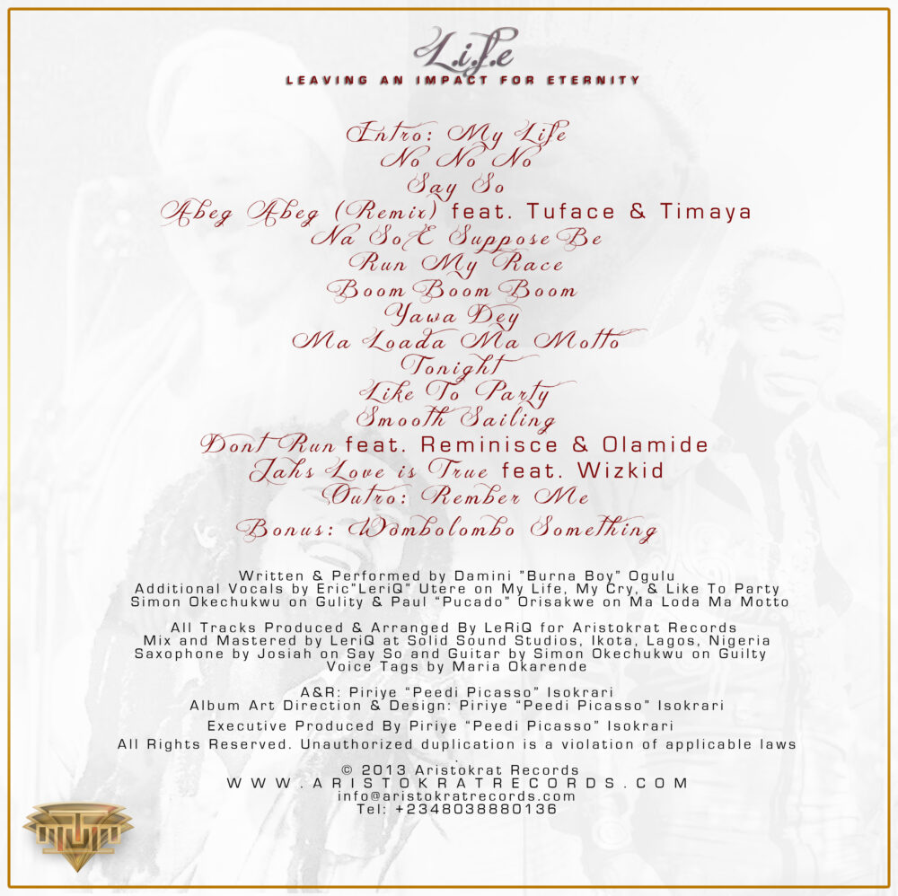 Burna Boy Yawa Dey + L.I.F.E. Track List