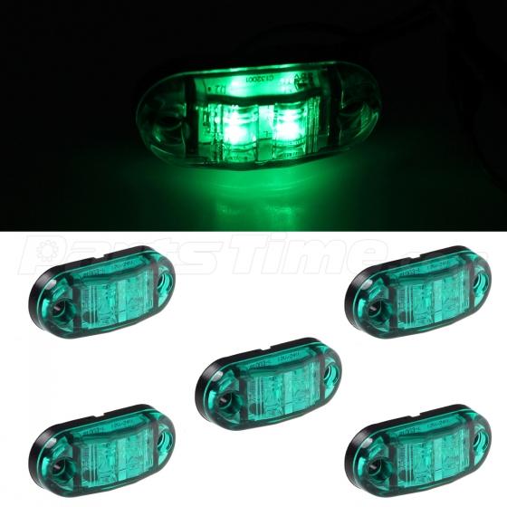 5x Truck clearance Marker lights Green Lens Identification Lamp 12V