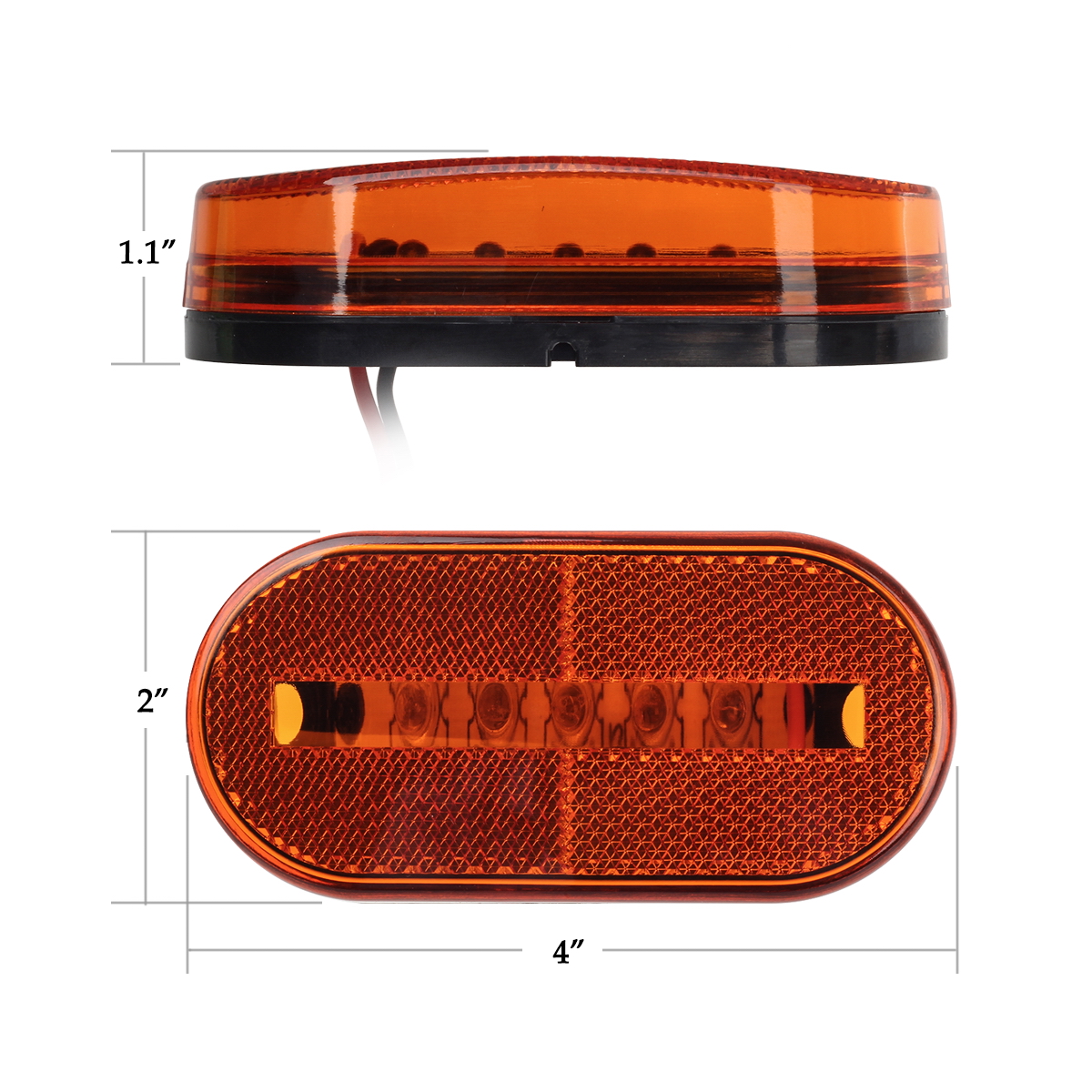Five Amber Rectangular Clearance Marker Light Trailer RV Camper 5LED w