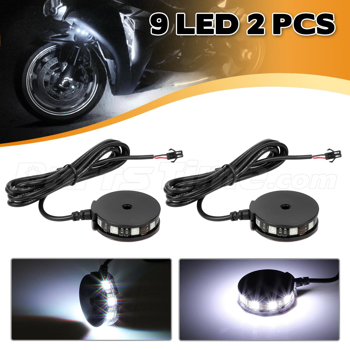 2x White Motorcycle Wheels / Rims Accent Lighting Led Wheel Accent