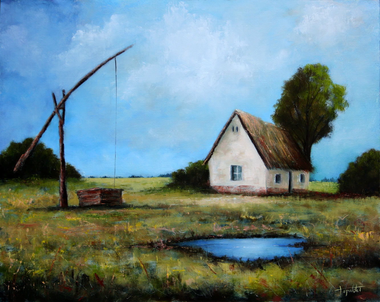 Old Farm in the Fields Oil Painting Fine Arts Gallery Original